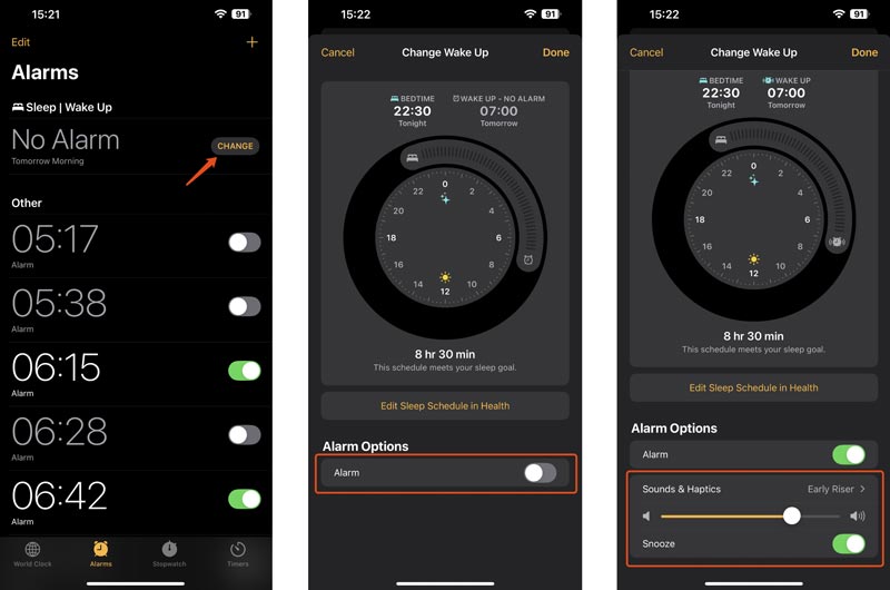 Ativar o despertador no iPhone