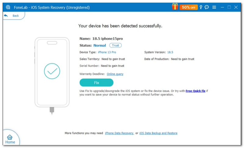 Configurar informações e versão do iPhone