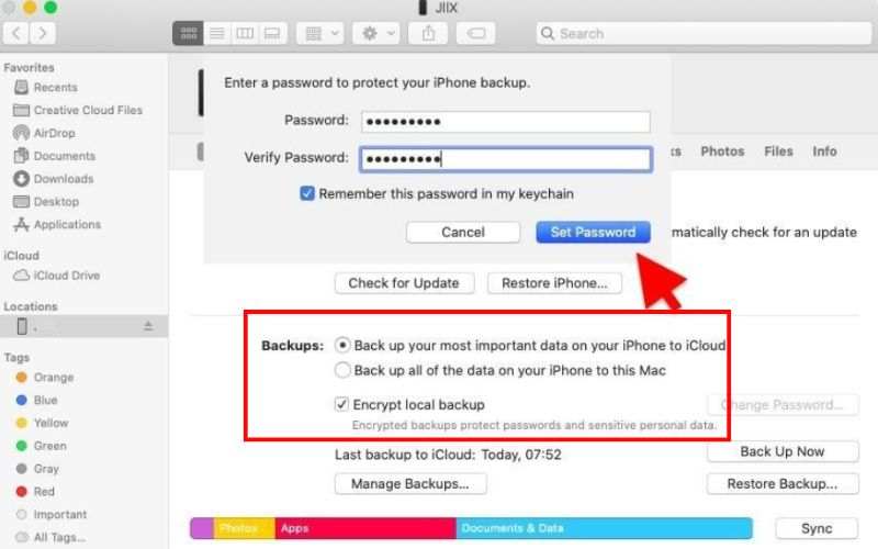 Criptografar backup no iTunes