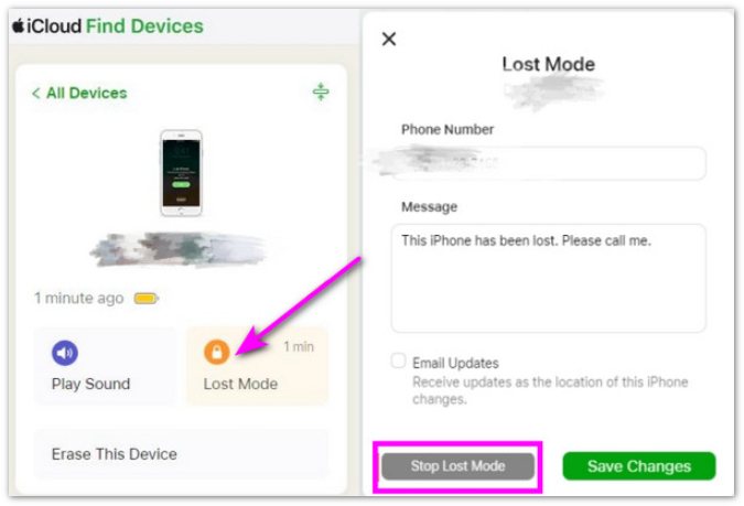 Desativar o Modo Perdido no iCloud Buscar Meus Dispositivos