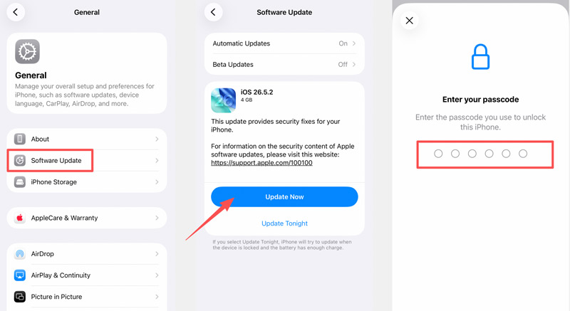 Atualização de software para iPhone iOS 26