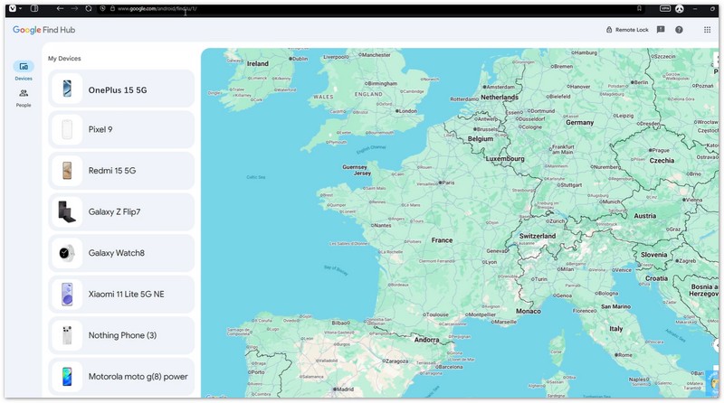 Choose Find My Hub Oneplus Device