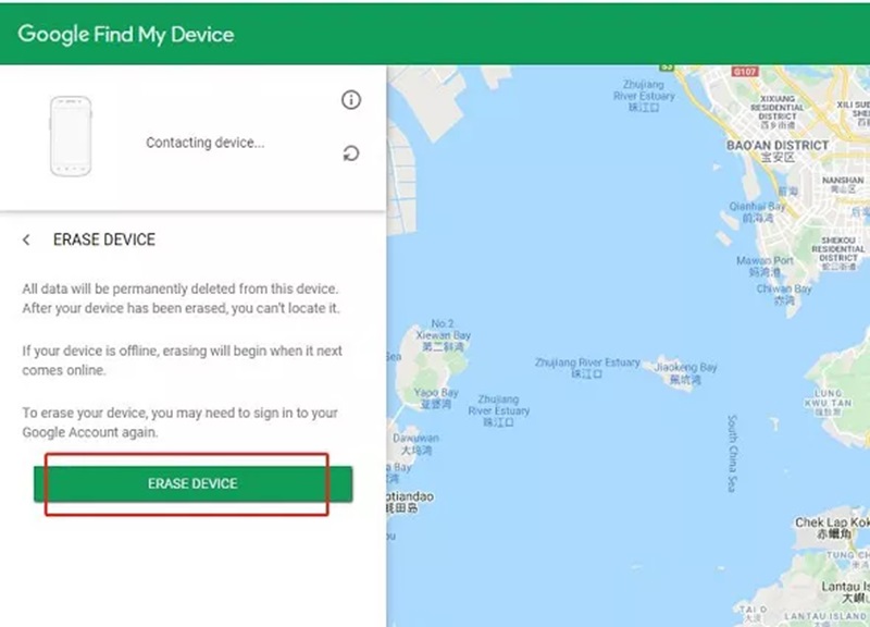 Apagar dados do Google Find My Device