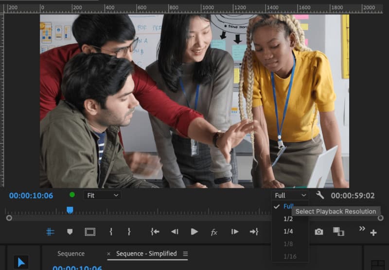 Reprodução de alteração do Premiere Pro