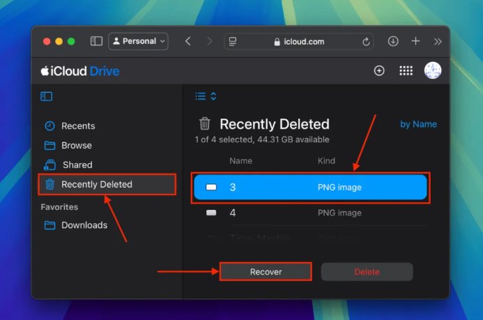 Recuperar icloud excluído recentemente