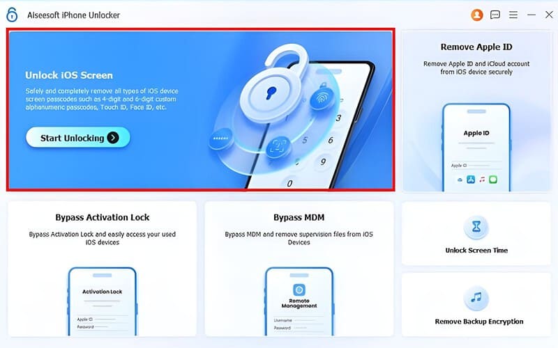 Escolha Desbloquear - Modo de tela iOS