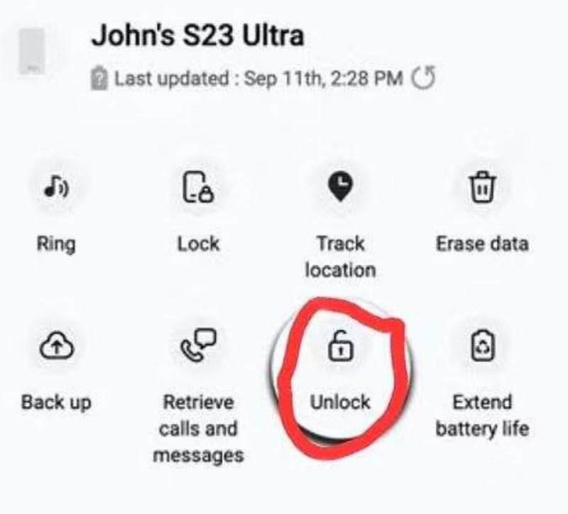 Desbloqueie seu Samsung usando sua conta Samsung.