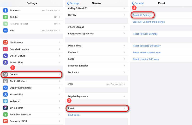 Redefinir para corrigir o logout do Apple ID acinzentado