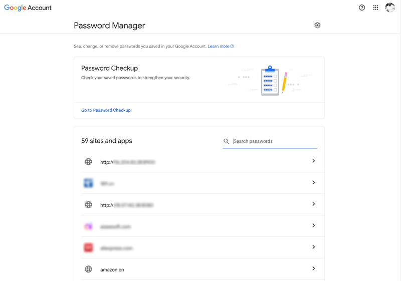 Google Account Browser Password Manager