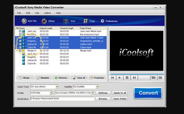 Conversor de vídeo de mídia iCoolsoft Sony