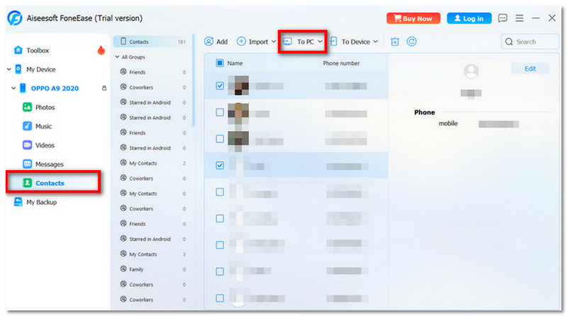 Clique em Exportar para PC