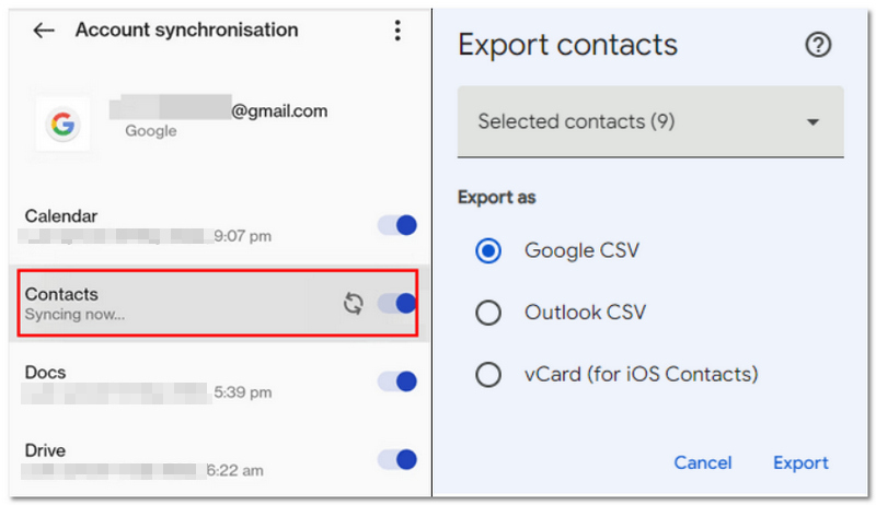 Sincronizar contatos com a conta do Google
