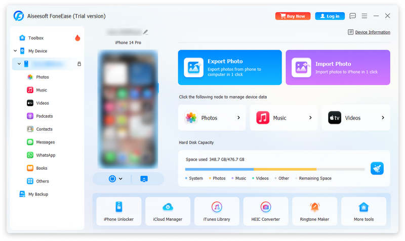 Navegue pelos arquivos do iPhone com o Foneease