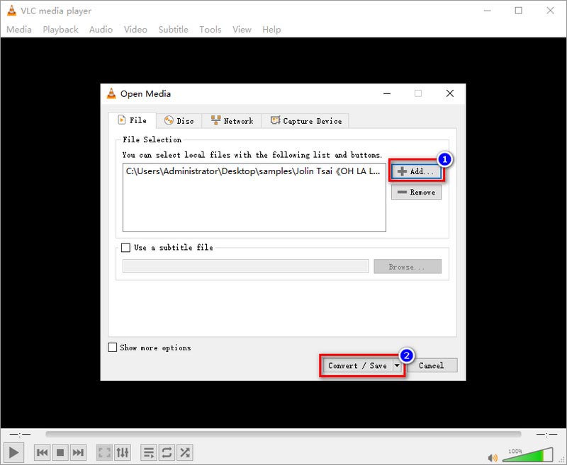 Adicionar arquivos VLC