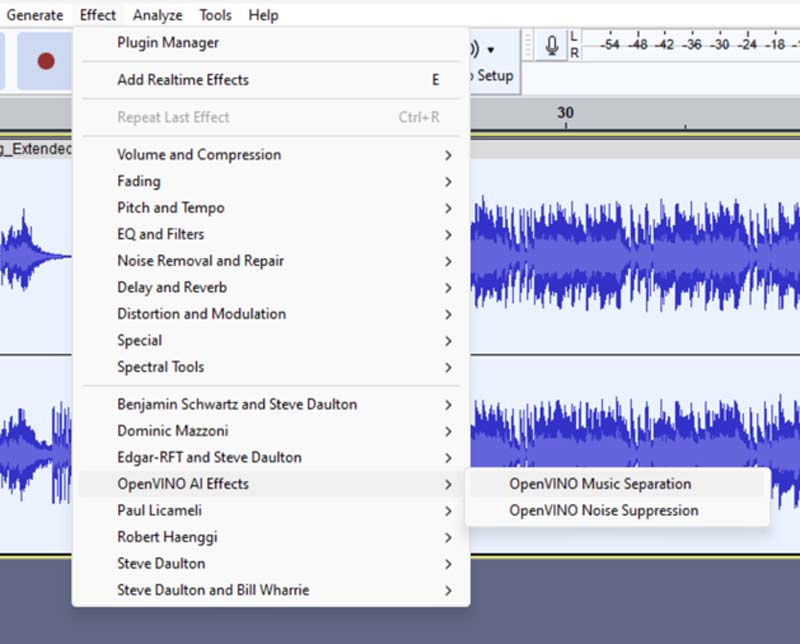Separação de música no Audacity