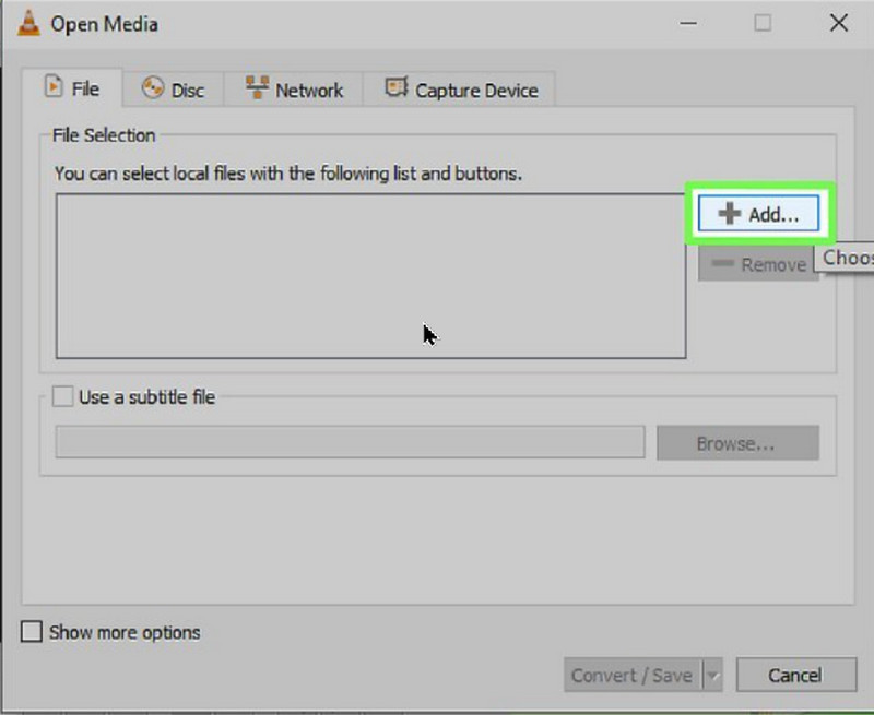VLC Adicionar vídeo