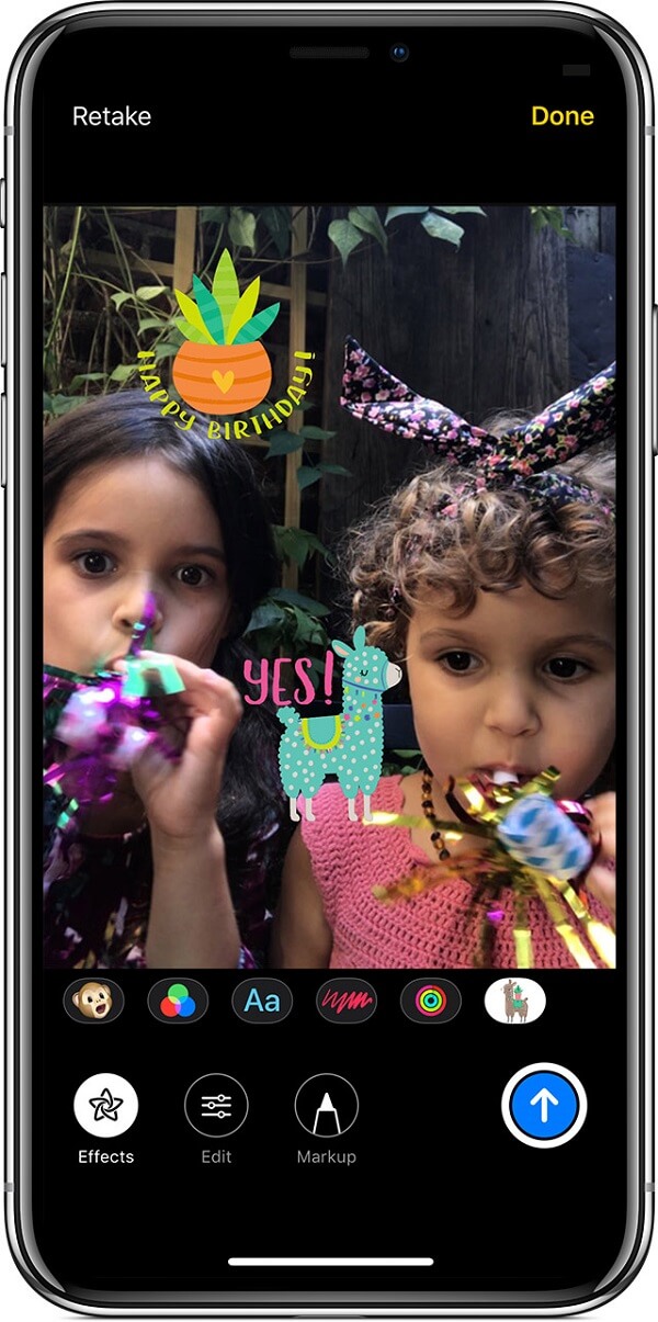 Ios12 iphone x mensagens enviam mensagem com efeito de câmera