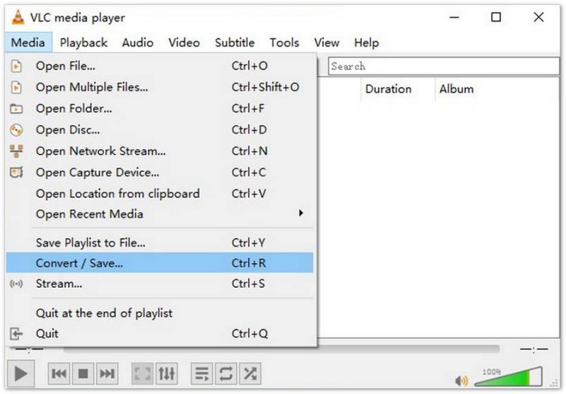Converter no VLC