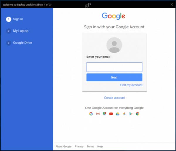 Google Backup e sincronização