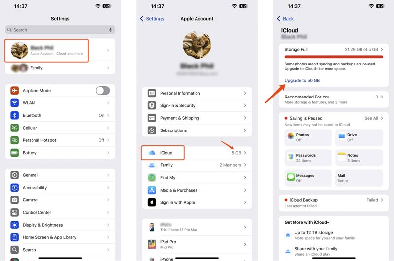 Verifique o armazenamento do iCloud no iPhone