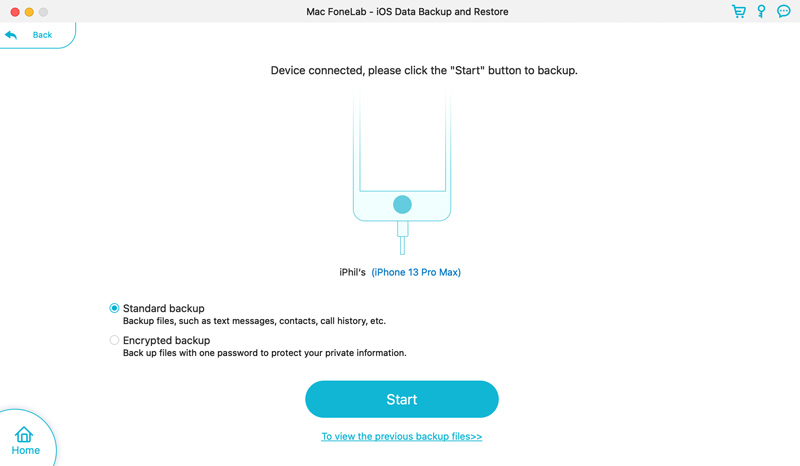 Iniciar backup padrão