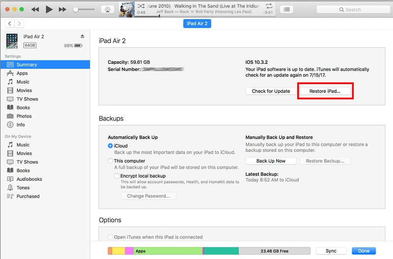 Restaurar o logotipo piscante da Apple no iPad pelo iTunes