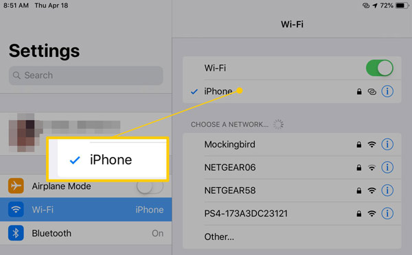 Usar ponto de acesso Wi-Fi