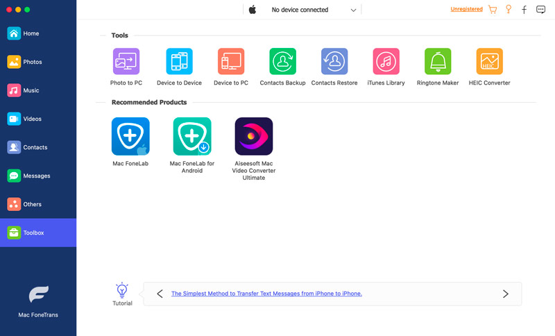 Acesse a caixa de ferramentas Mac Fonetrans