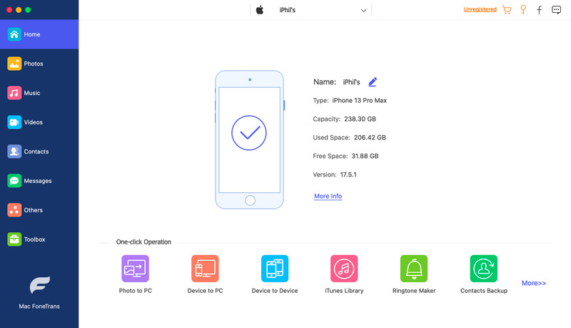 Conecte o iPhone 13 ao Mac Fonetrans