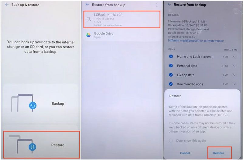 Restaurar LGBackup