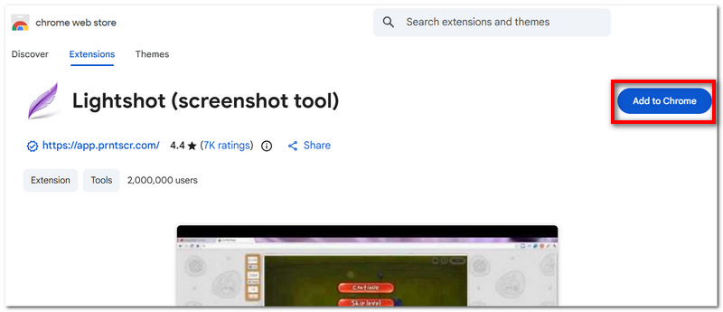 Adicionar captura de tela do Lightshot no Chrome