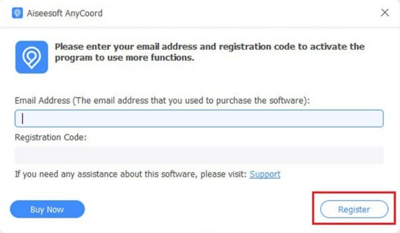 Insira o código de registro