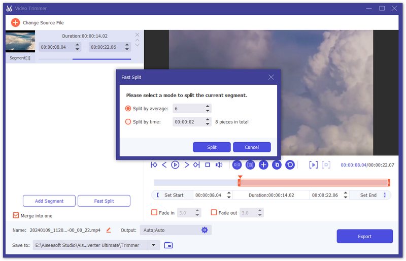 Dividir vídeo rapidamente