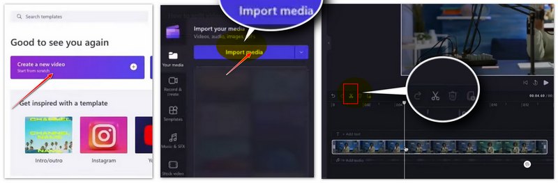 Dividir vídeo no Clipchamp