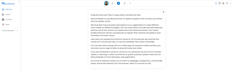 NaturalReader Texto para fala grátis on-line