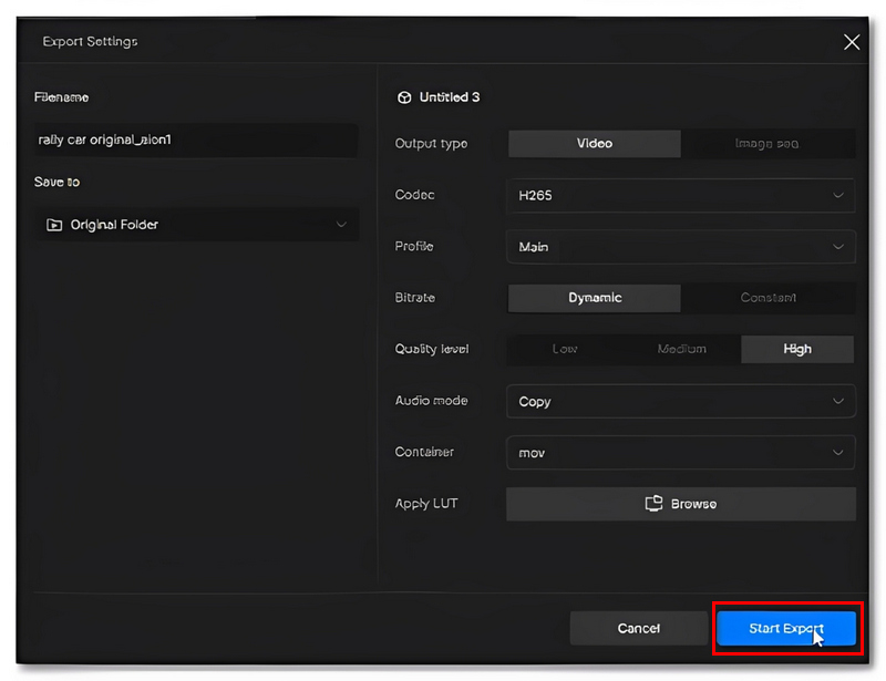 Hit Start Export