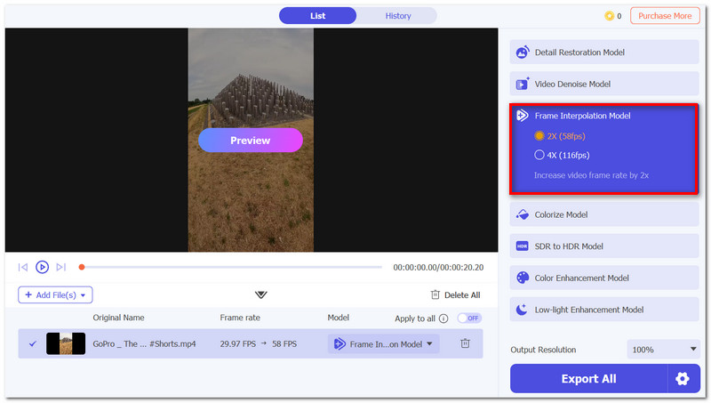 Select Ai Frame Interpolation Model