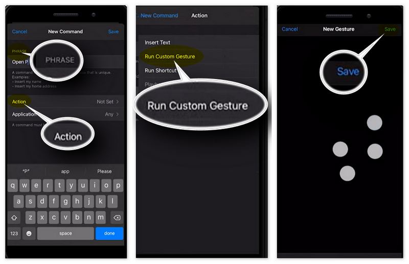 Desbloqueie o iPhone com controle de voz por gestos personalizados.