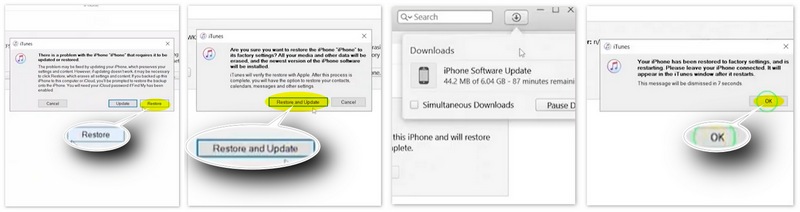 Desbloqueie o iPhone com o iTunes após entrar no modo de recuperação.