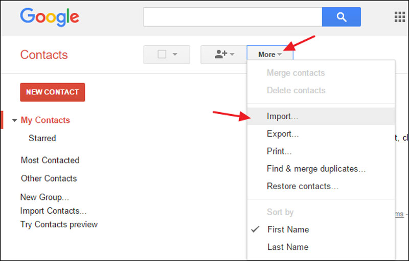 Importação de Contatos do Google de CSV