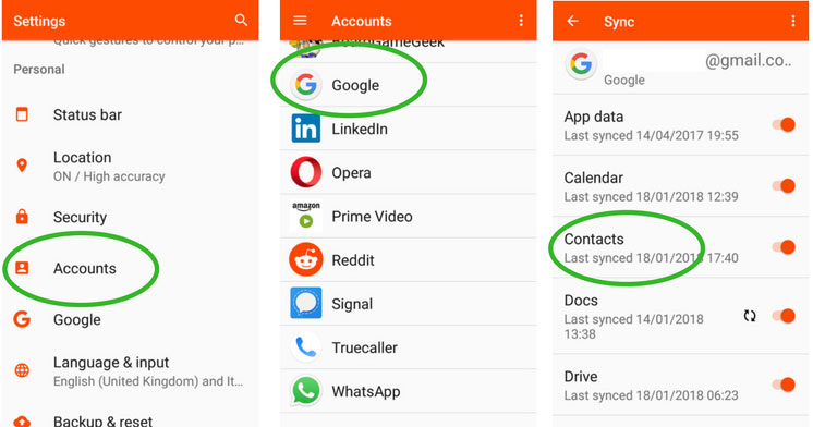 Sincronize os contatos do Whatsapp da conta do Google