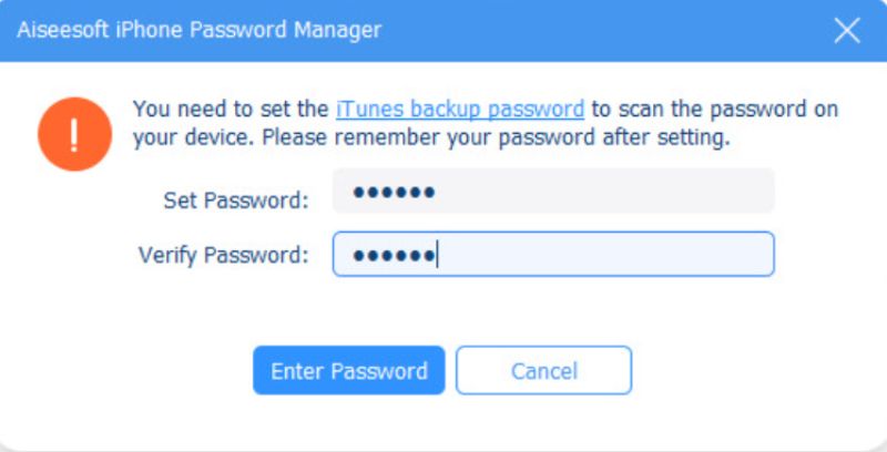 Criar senha de backup