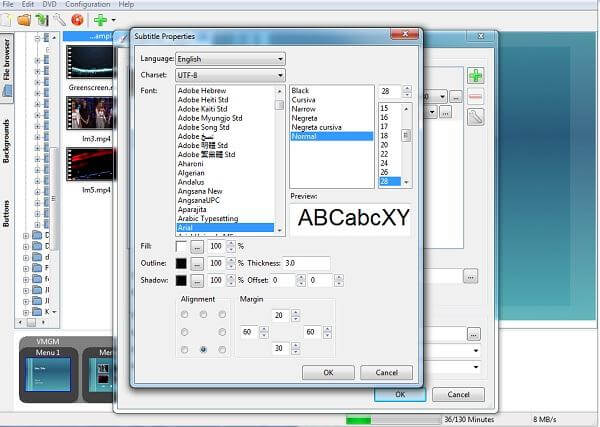Ajuste as legendas no DVDStyler