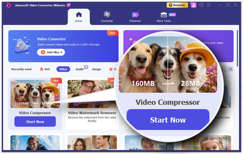Localize o compressor de vídeo