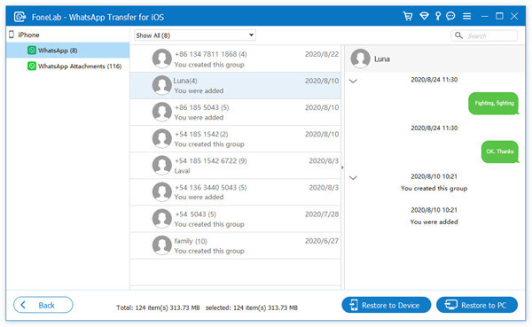 Restaurar dados do Whatsapp para o PC do dispositivo