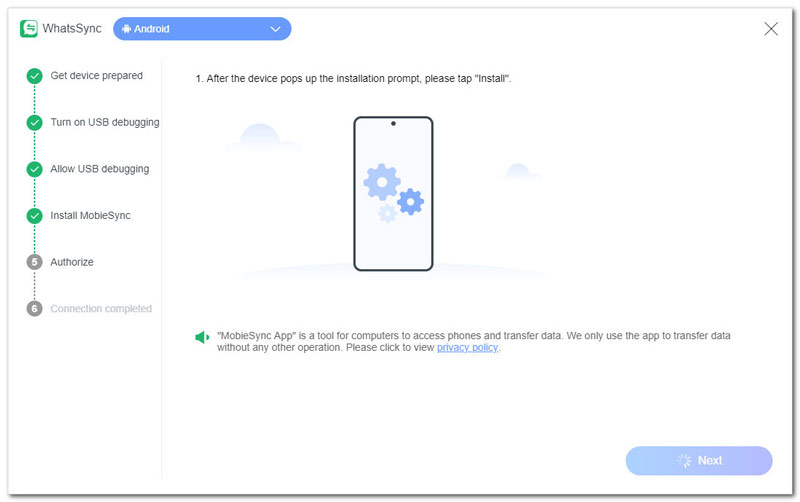 Instale o Mobiesync no Android.